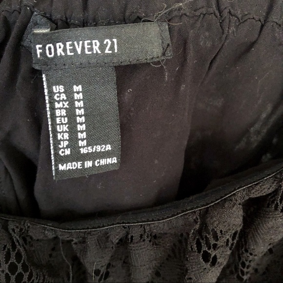 Forever 21 off-shoulder black lace mini dress M - Picture 4 of 6